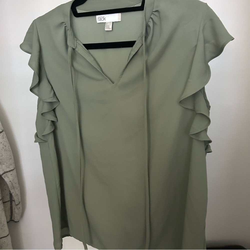 Sage Green Ruffle Sleeve Blouse from Nordstrom Rack Size Small